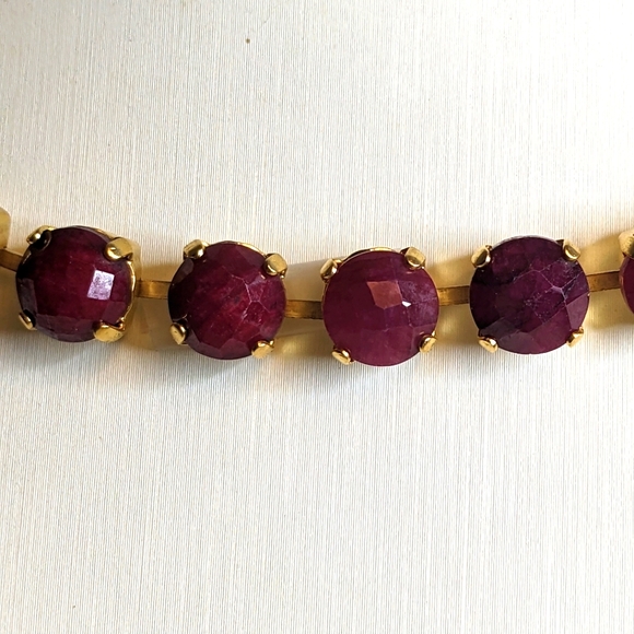 Natural Faceted Rough Ruby Approx 24 TCW. & Wine Cultured Baroque Pearl Necklace - Picture 9 of 12